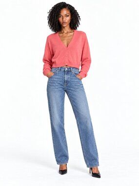 Divided by H&M Women’s Coral Pink Cropped Cardigan – Size 8